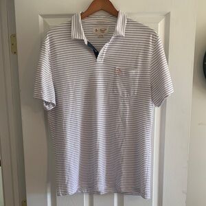Original Penguin White and Navy Striped Polo Shirt